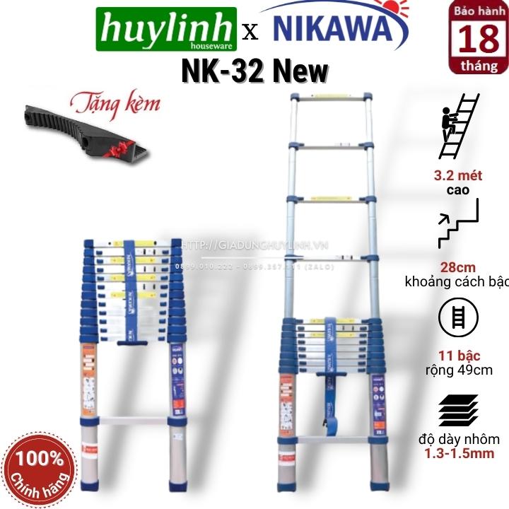 [HCM]Thang nhôm rút đơn Nikawa NK-32 NEW - 3.2 mét - Tặng đệm cao su