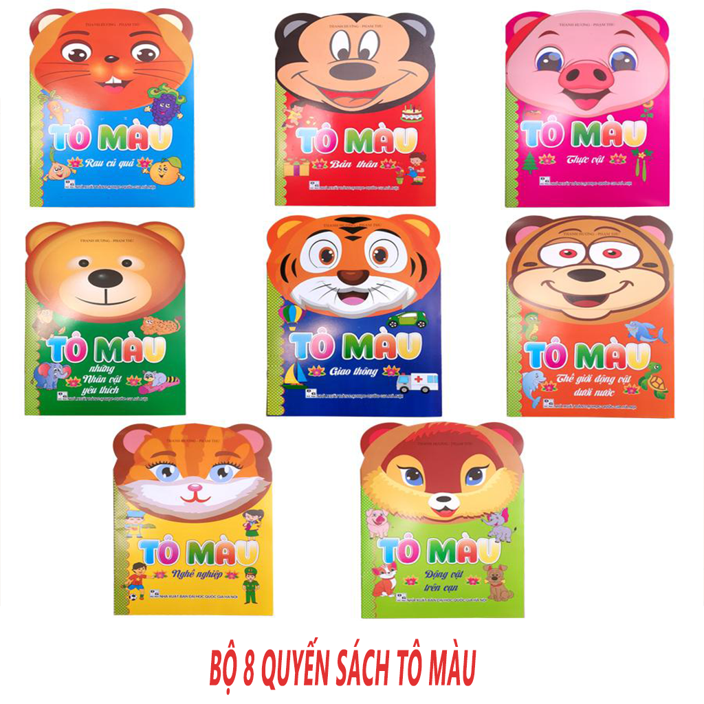 COMBO 8 QUYẾN SÁCH TÔ MÀU - KÈM HỘP BÚT CHÌ MÀU CHO BÉ - NHIỀU CHỦ ĐỀ GIÚP BÉ SÁNG TẠO - PHÁT TRIỂN TRÍ THÔNG MINH