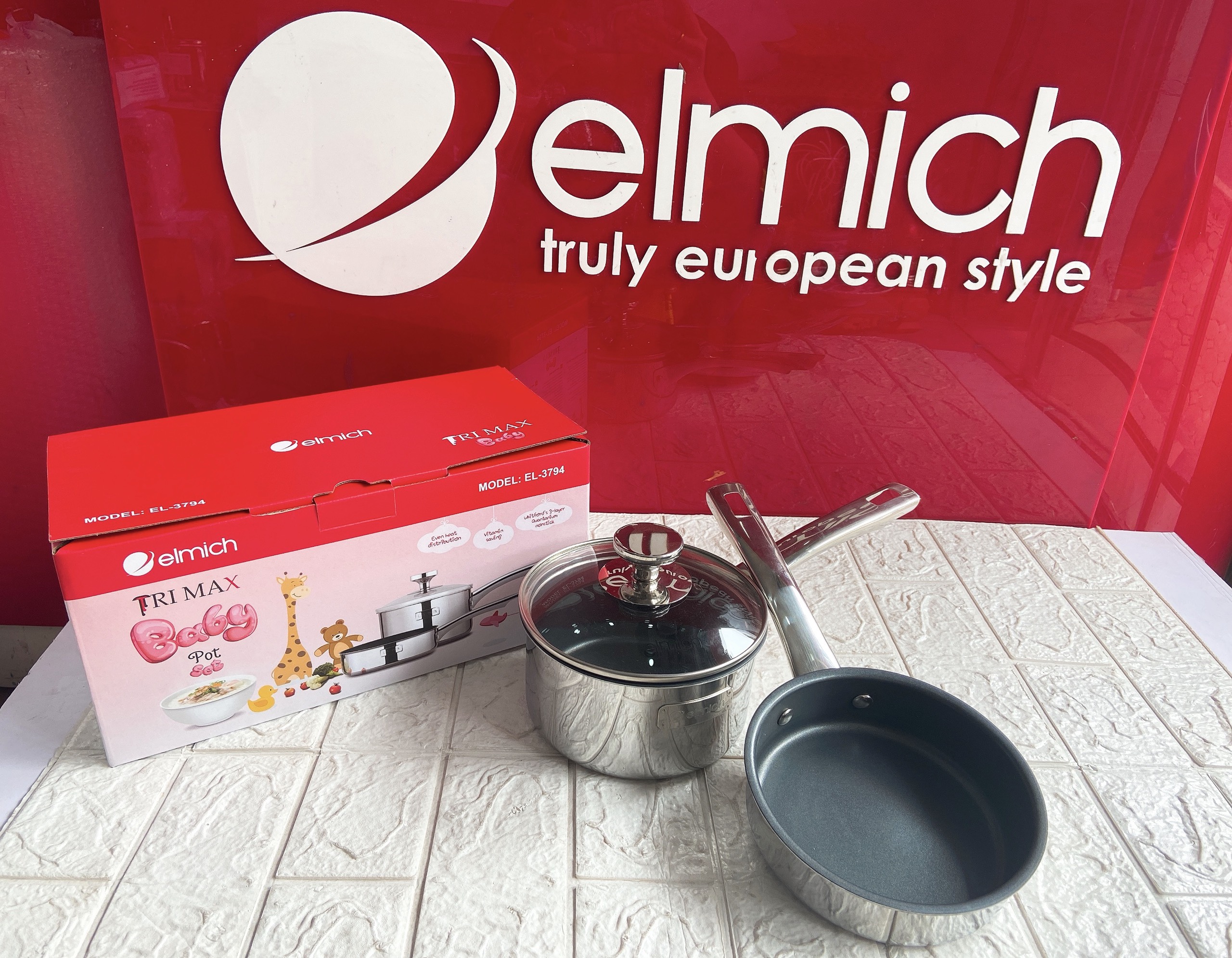 Bộ nồi chảo Elmich baby Nồi nấu bột Elmich Tri-max 3794 / Nồi nấu bột