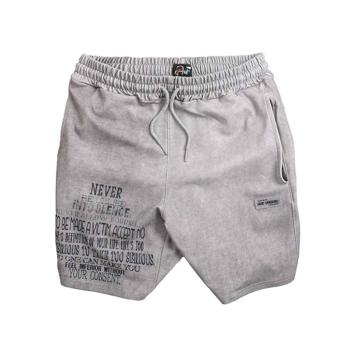 Quần Short Destiny Xám Wash Cotton Da Cá