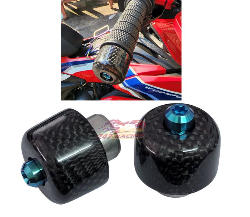 Gù tay lái carbon fiber tặng kèm 2 ốc titan gr5 xanh lục gắn xe máy