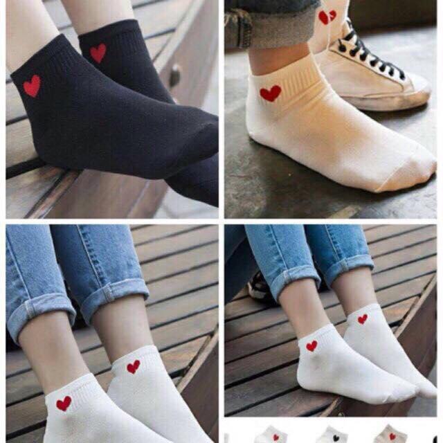 Set 10 Đôi Tất Cổ Ngắn Hoạ Tiết Trái Tim ( Ảnh Thật) [Tiện Store]