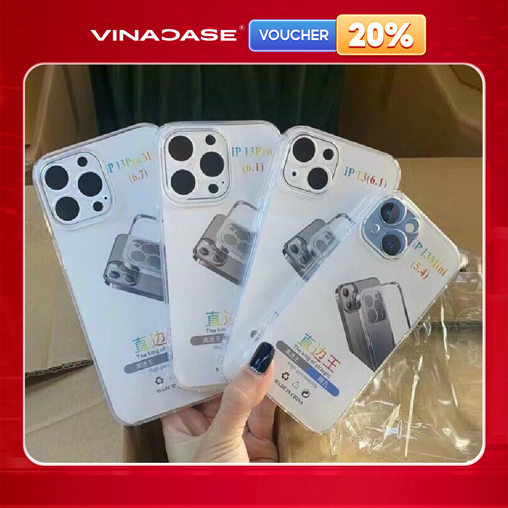 Ốp lưng Vina Case Iphone 5G/6G/7 Plus/8G/X/Xs/11/12/12 Pro/....dẻo trong suốt cạnh vuông siêu bền