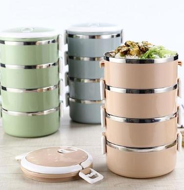 [HCM]Cặp lồng cà mên giữ nhiệt lúa mạch 4 tầng ruột inox 304