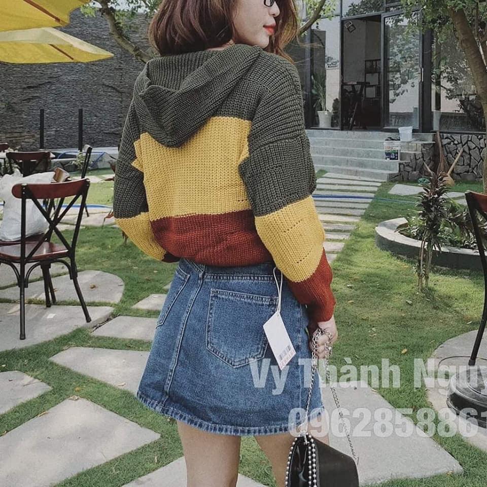 [HCM]ÁO  LEN SỌC CÓ NÓN HÀNG QCCC  SIÊU XỊN SÒ M002