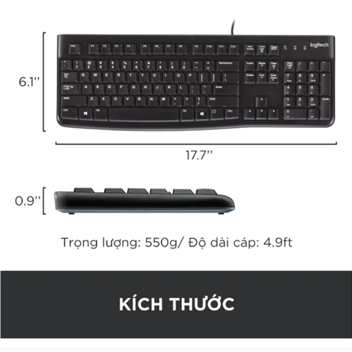 Bàn Phím Có Dây Logitech K120 BỀN BỈ VÀ CHỐNG NƯỚC \ Limeide K15