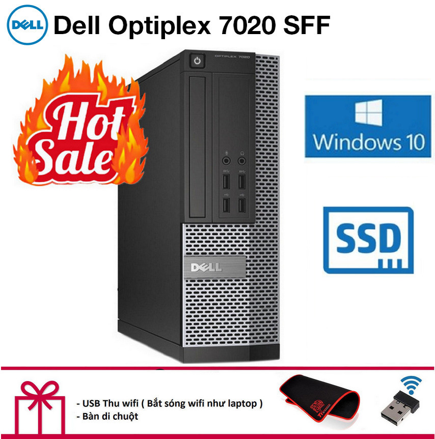 [Trả góp 0%]Máy tính để bàn Dell Optiplex 7020 SFF CPU intel core i5 4570  - Ram DR3 8GB - Ổ cứng SSD 240GB. Tặng Bàn Di Chuột và USB Thu Wifi.