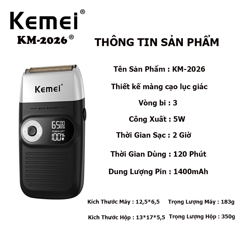 Máy cạo râu Kemei 2026
