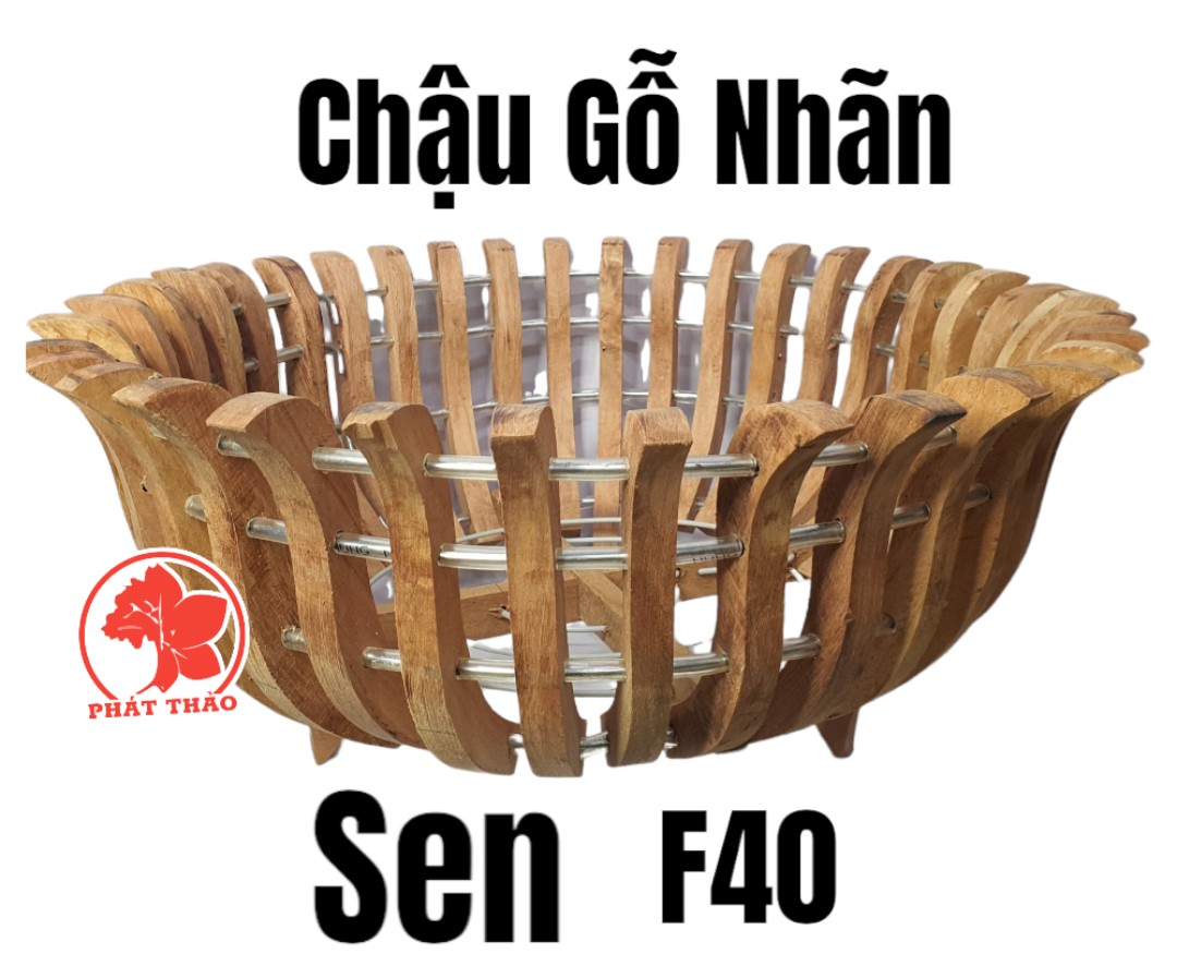 Chậu Gỗ Nhãn Trồng Lan ( Sen - Bí) TẶNG móc treo và lưới lót chậu