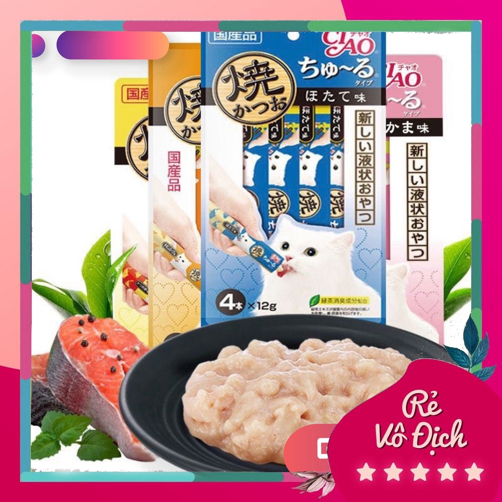 ( Combo 10 thanh mix vị ) Súp thưởng dạng kem cho mèo Ciao