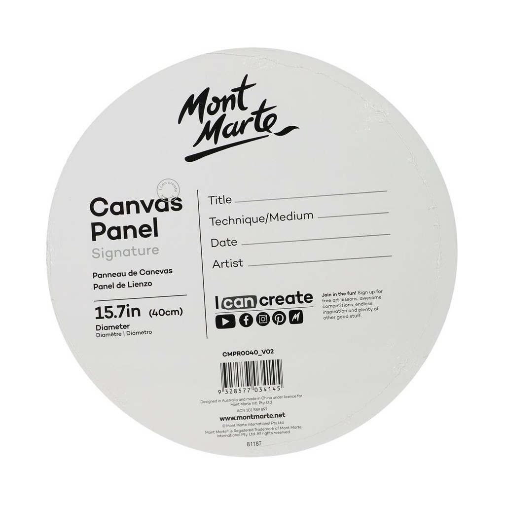 Canvas hình tròn Mont Marte, Canvas Panels 50cm/40cm/30cm (Toan vẽ tranh tròn)