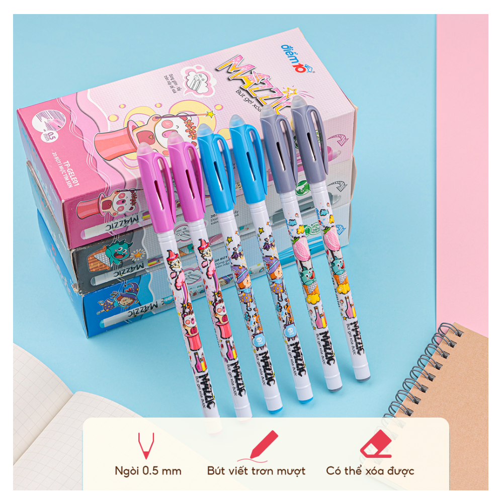 Bút gel xóa được Thiên Long 0.5mm (20 bút/hộp) TP-GELE01