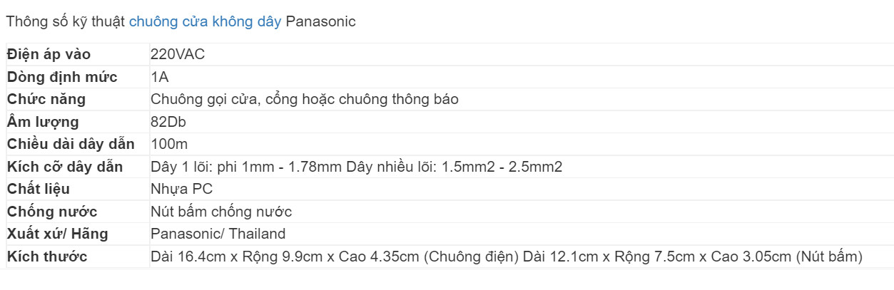 BỘ CHUÔNG ĐIỆN PANASONIC EBG888 + EGG331