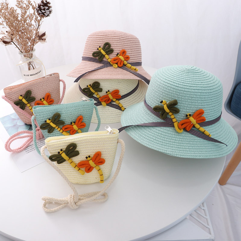 [HCM]Bộ nón mũ cói và túi đeo chéo cho bé gái từ 3-7 tuổi. chi tiết cho nhí dâu vòng hoa. Quà tặng đáng yêu cho bé.