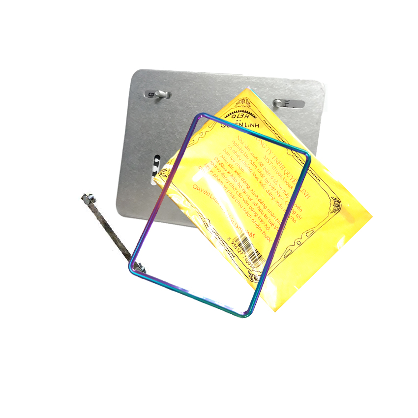 Khung ép biển số Bộ viềm titan 7 màu kèm kính meca, Đỡ lưng biển, ốc gắn lưng, ép biển số đẹp tại nhà, ép biển số 7 màu