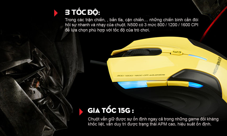 [HCM]Chuột Newmen N500 Plus (Vàng)