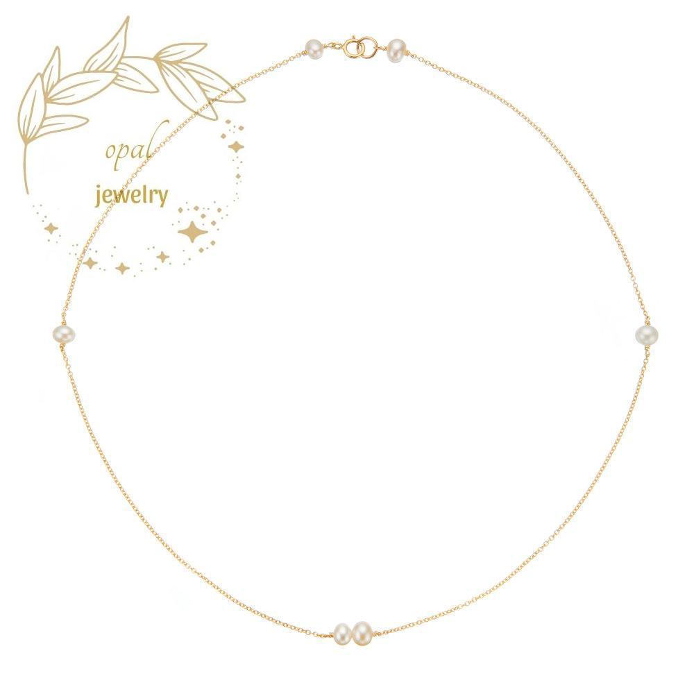 Dây chuyền choker bạc đính Ngọc Trrai tự nhiên thương hiệu Opal