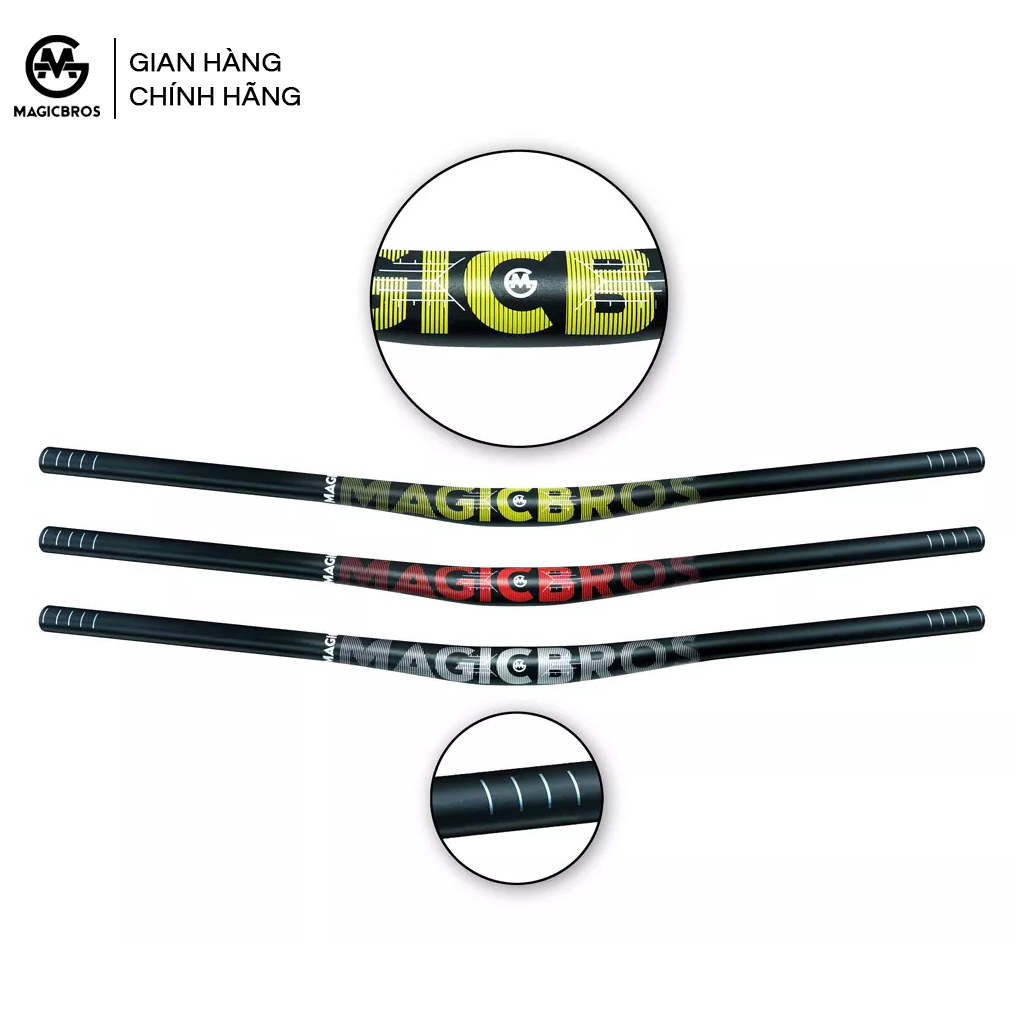 Ghi đông xe đạp MTB Magicbros dải logo mờ