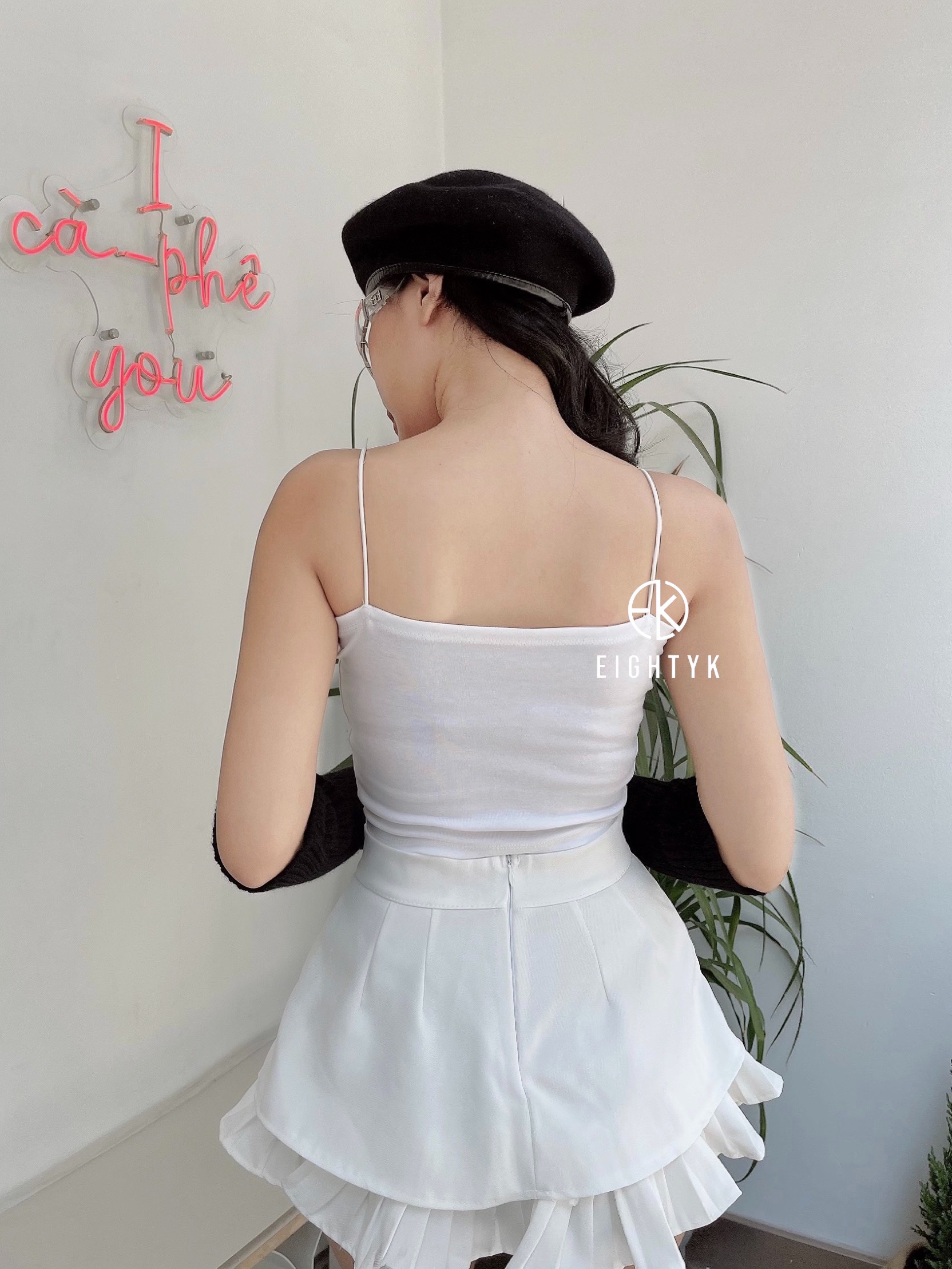 EIGHTYK Áo Croptop Hai Dây Mảnh Trơn