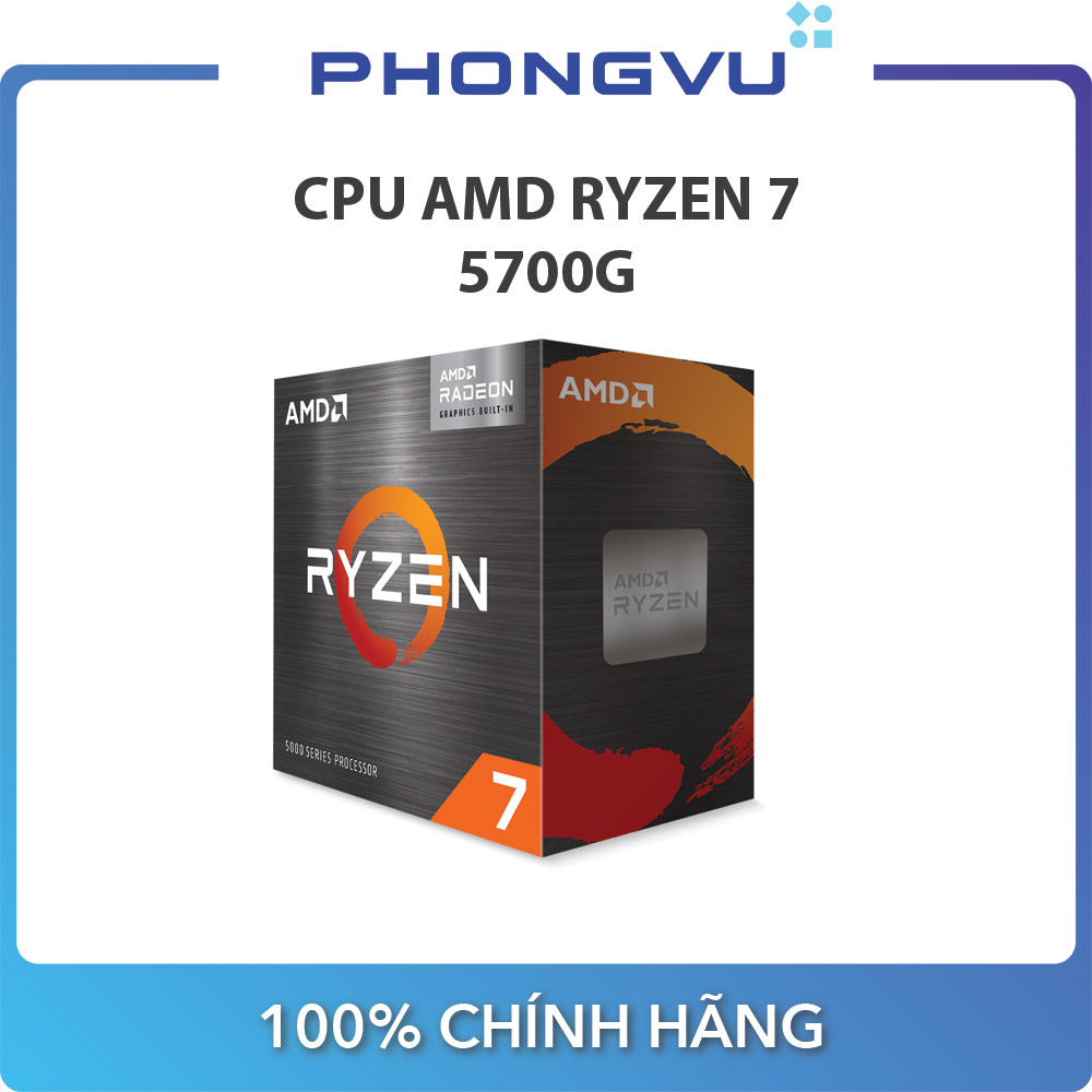 CPU AMD Ryzen 7 5700G 8C 16T, 3.8 GHz - 4.6 GHz, 4MB - AM4 - Bảo hành 36