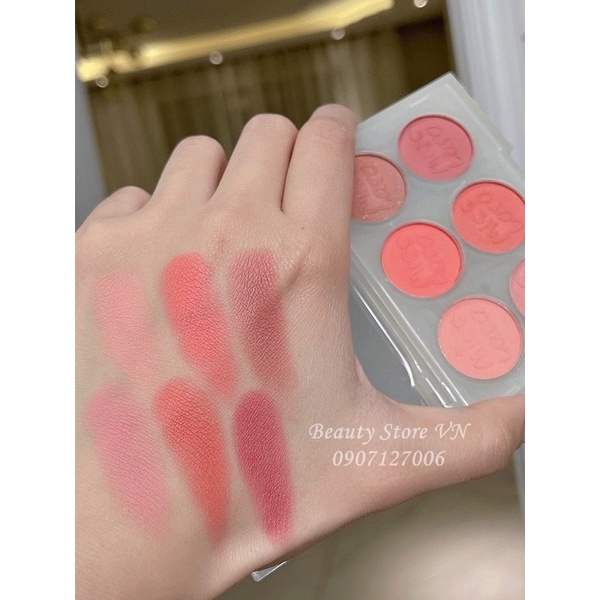 [FREESHIP💋] Bảng Phấn Má Hồng & Phấn Mắt Mini 6 Ô Blusher Eyeshadow Palette