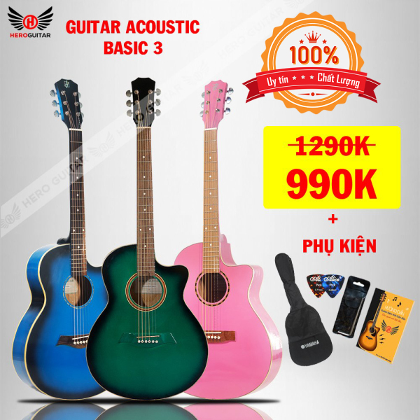 Guitar Acoustic Hero Basic 3 - Guitar tập chơi có ty chỉnh cần của Hero Guitar