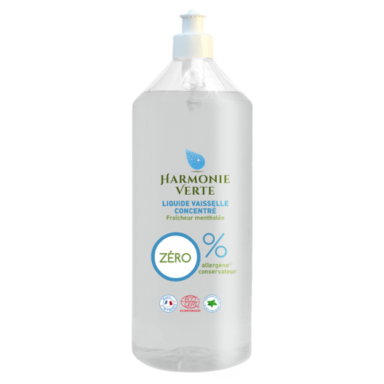 Nước rửa chén sinh học đậm đặc bạc hà Harmonie Verte của GRAVIER - Chai 1L