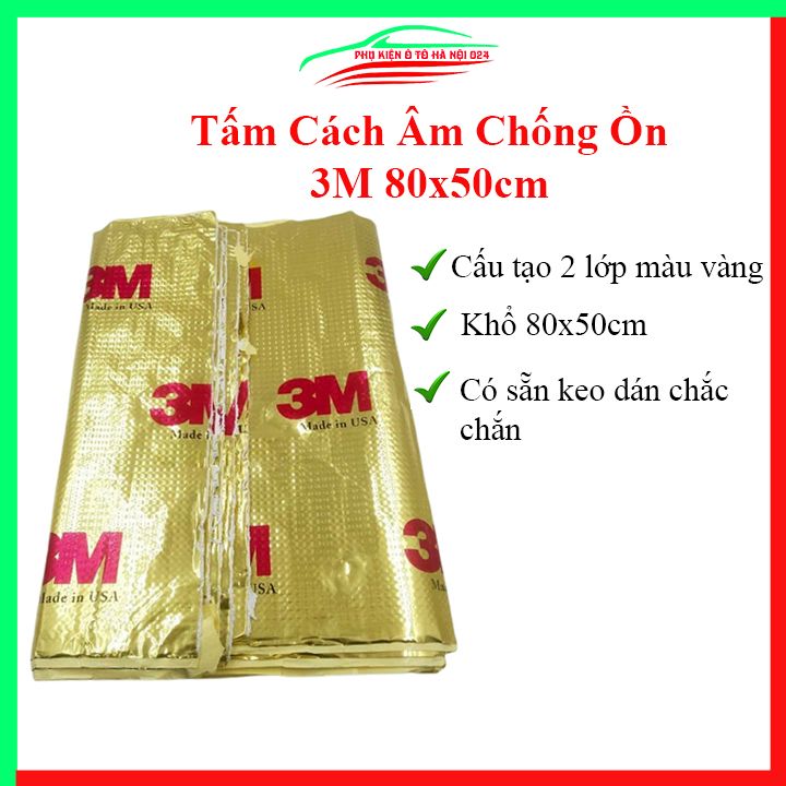 Tấm cách âm chống ồn 3M 2 lớp vàng 80x50cm có sẵn keo dán