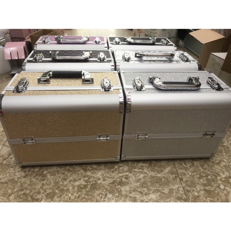 Cốp nhôm 2 tầng đựng đồ nail mi (32x21x26cm)