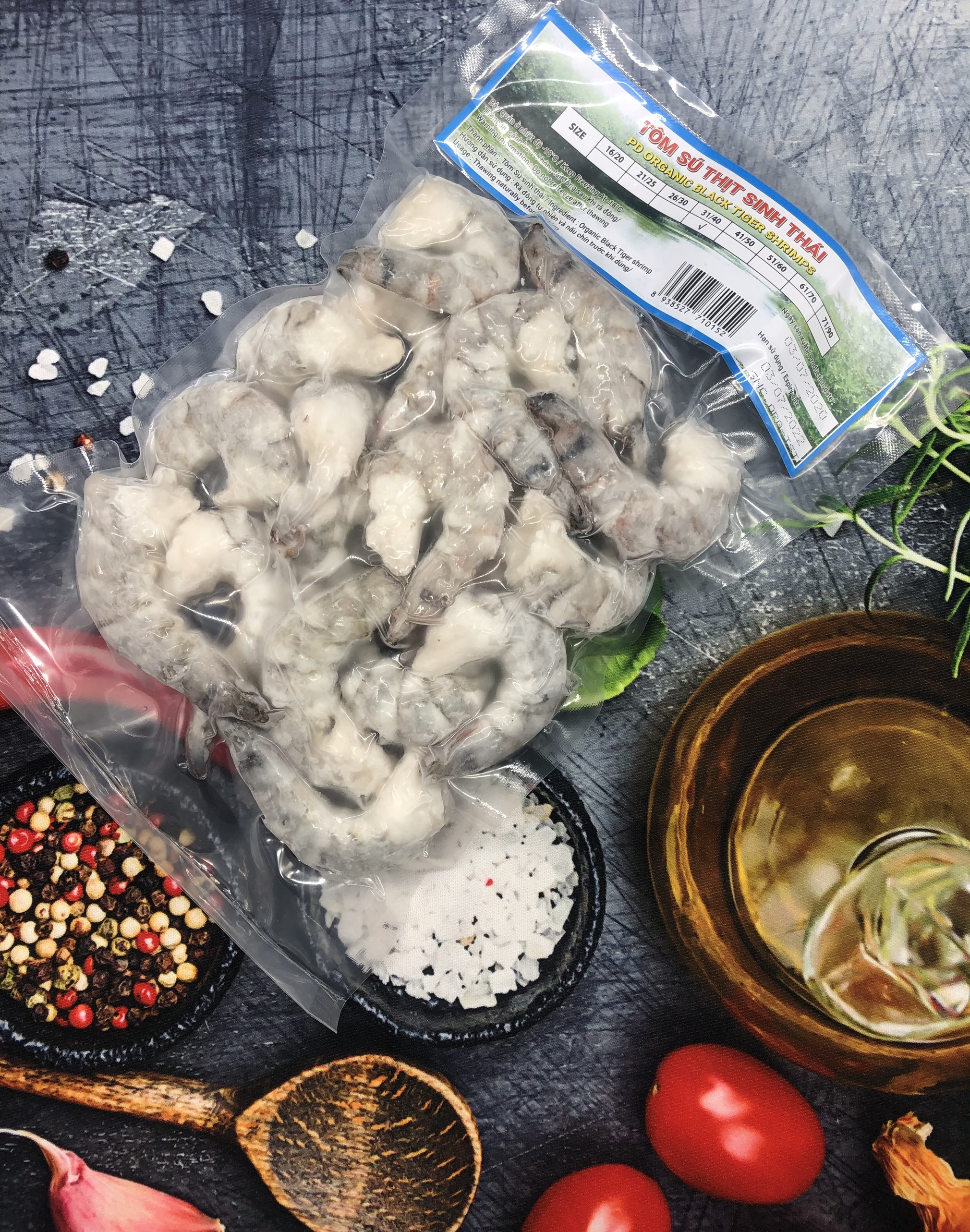 Organic Meaty Tiger Prawns, Size 31/40 - 250g Bag