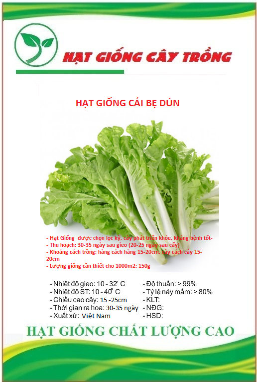 Hạt giống cải bẹ dún - gói 10gram