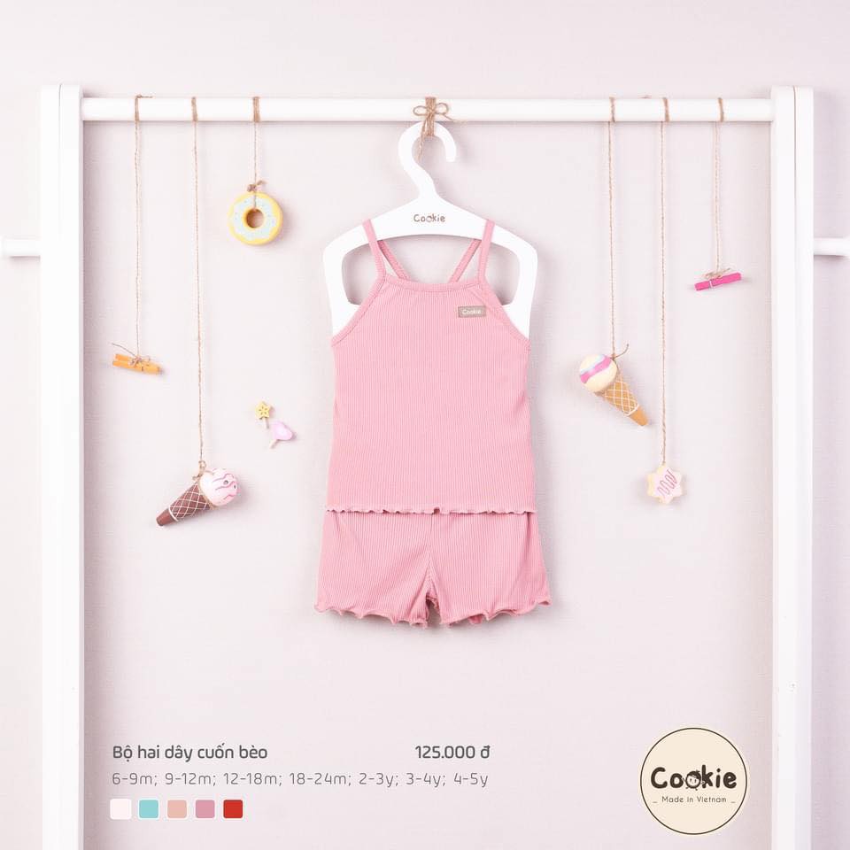 Bộ hai dây quốn bèo Cookie mềm mát cho bé gái
