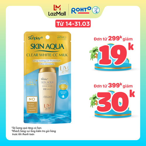 Kem chống nắng dạng sữa Sunplay Skin Aqua Clear White CC Milk 25g