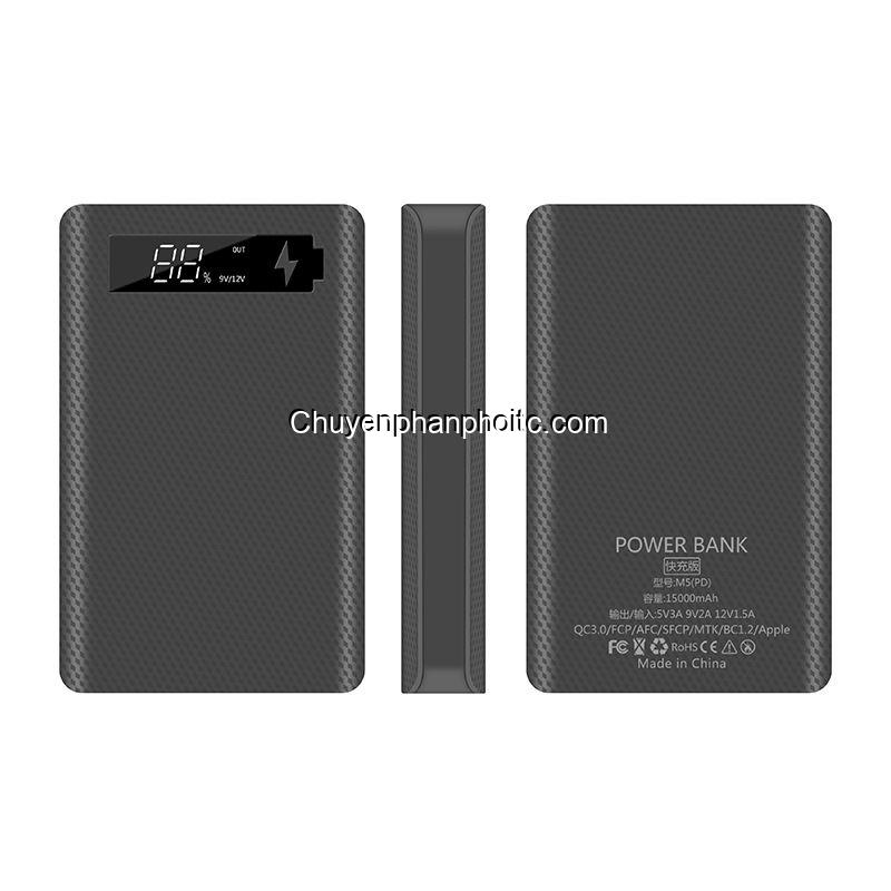 Box sạc dự phòng 5 cell sạc nhanh QC, PD