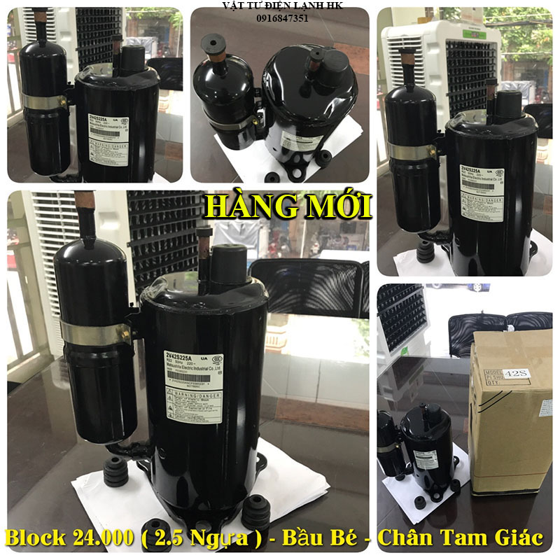 Block điều hòa 2.5hp 24000btu, bầu bé gas r22 bloc lốc máy lạnh - máy nén điều hoà mới