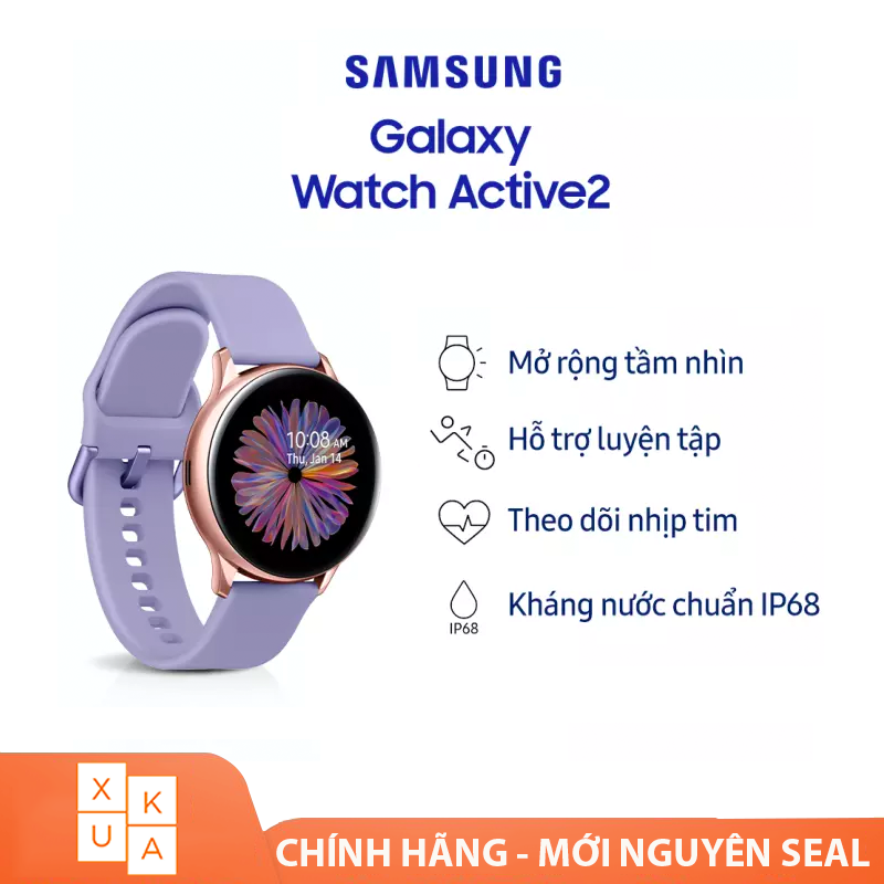 Đồng hồ thông minh Galaxy Watch Active2 Rose Gold Dây Tím - Hàng chính hãng