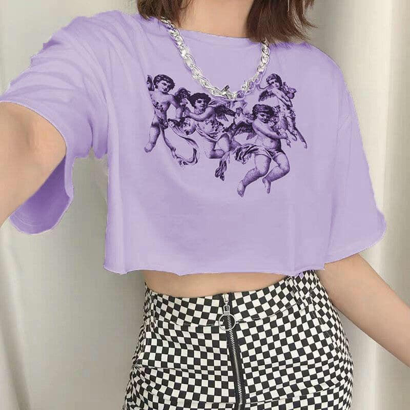 [HCM]Áo croptop nữ in hình THIÊN THẦN cực hot