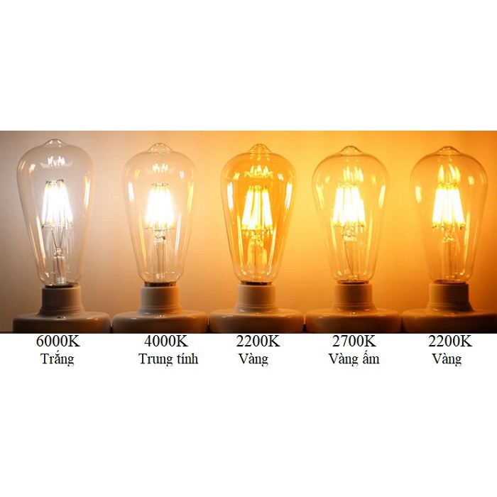 Dây đèn thả cổ điển bóng đèn trang trí Edison ST64 6W