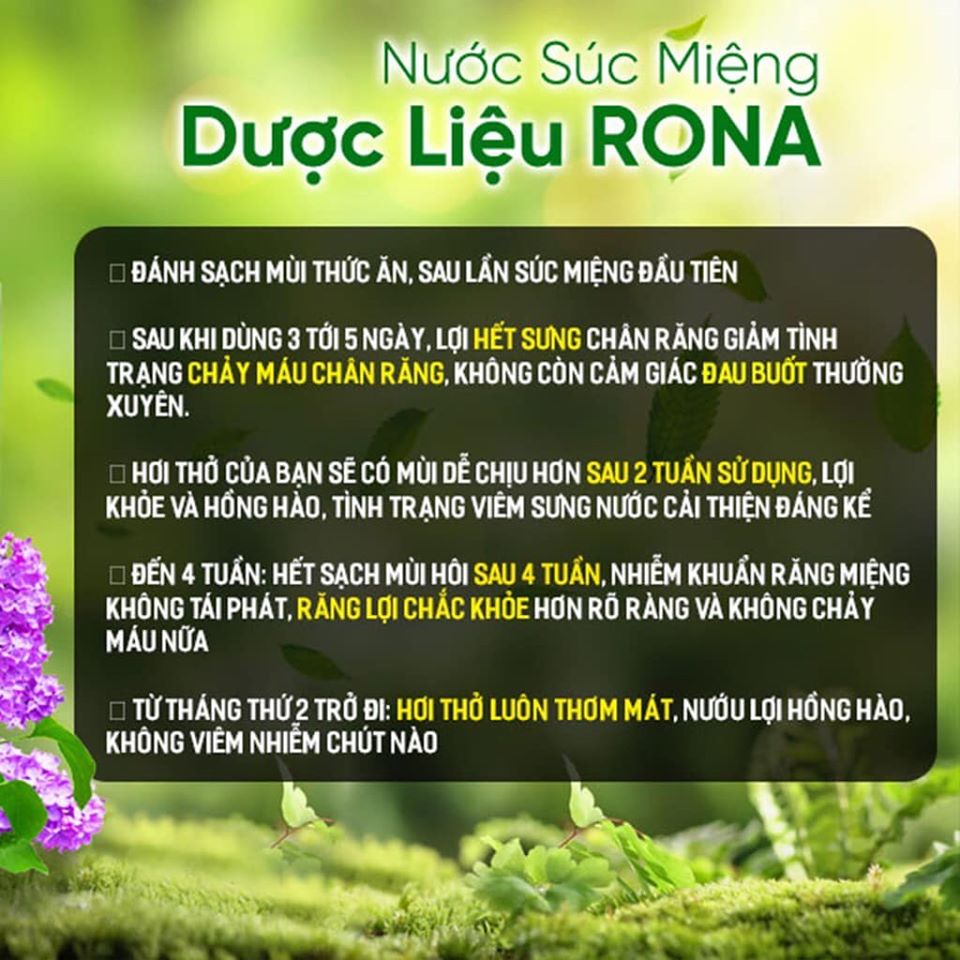 Nước súc miệng dược liệu Rona - cỏ cây hoa lá