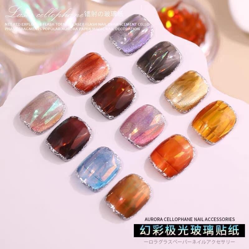 (Hàng mới về) Set giấy ẩn thủy tinh dùng để trang trí móng