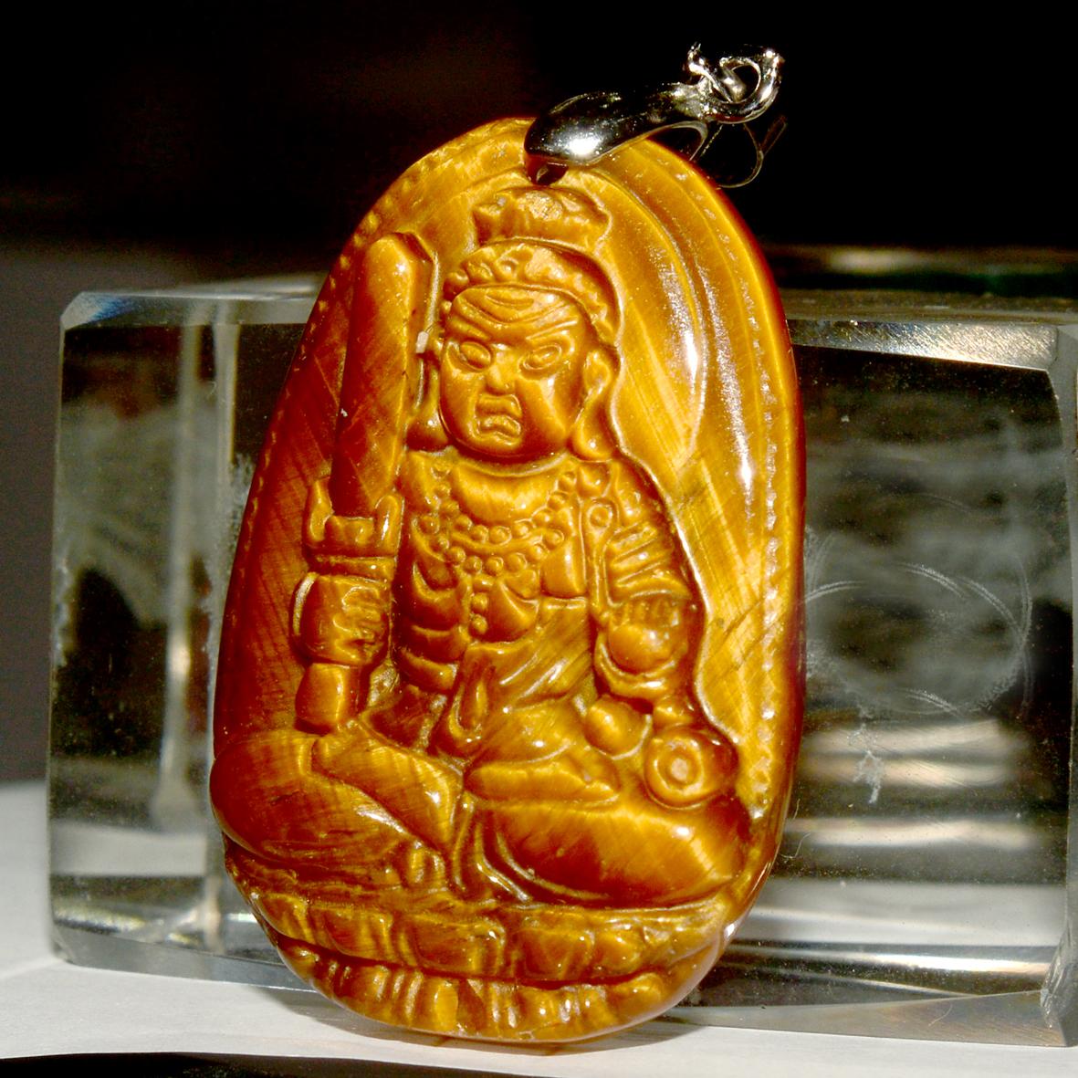 [HCM]Mặt dây chuyền đá mắt hổ hình Phật bản mệnh-Tặng kèm dây chuyền inox