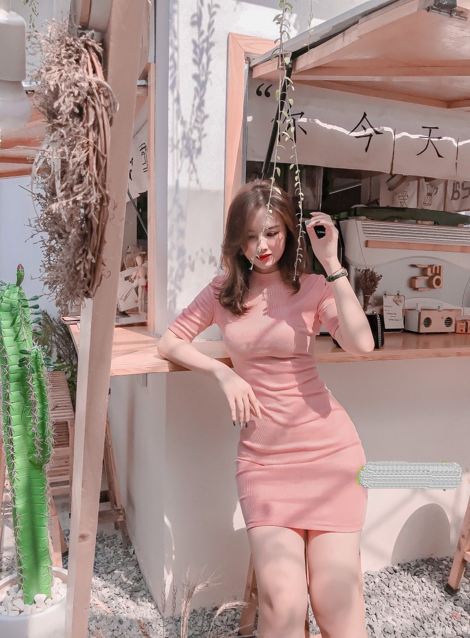 Đầm body nữ cổ tròn tay ngắn đầm ôm body chất len tăm Tay Ngắn Ulzzang, Váy len body tay ngắn