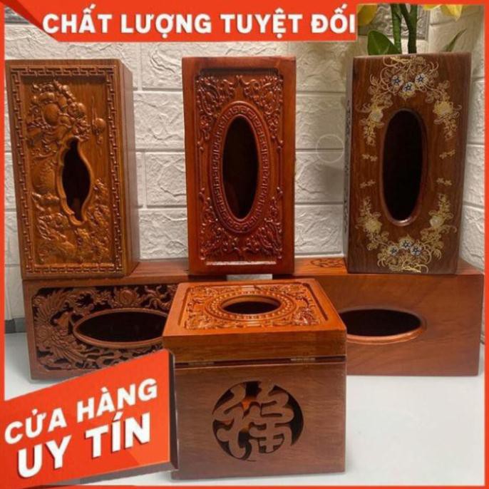 Hộp đựng khăn giấy bằng gỗ hương sang trọng/đẹp để bàn