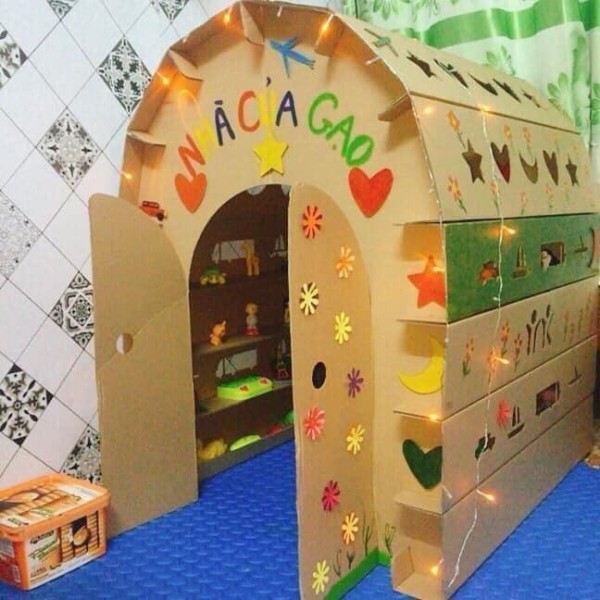 Nhà bìa đồ chơi - Nhà giấy vòm carton 100% bột gỗ - Nhà chơi bằng giấy bìa carton cực kì rộng rãi, chắc chắn, đồ chơi trong nhà không thể thiếu dành cho bé ( Giao ngẫu nhiên )