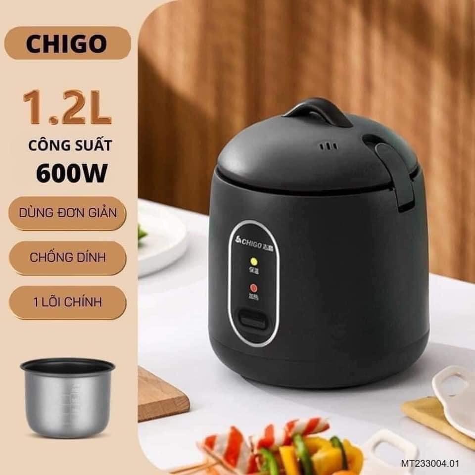 Nồi cơm điện mini nắp rời Chigo 1,2L cho cá nhân, gia đình ít người, ruột nồi chống dính dễ dàng nấu cơm, súp, các món chiên xào, làm nồi lẩu mini đều được