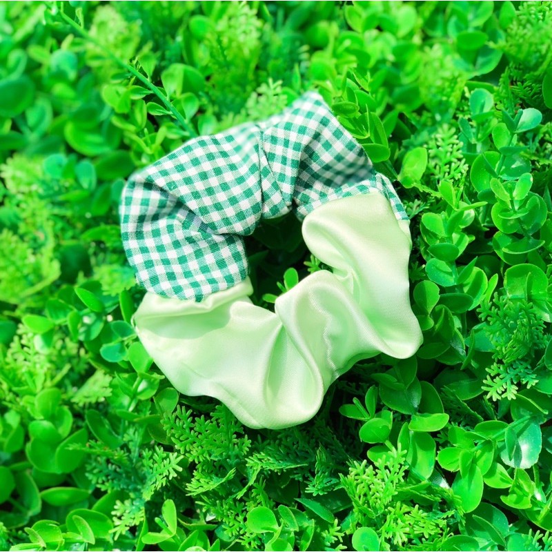 CỘT TÓC SCRUNCHIES mix màu caro, hoa cúc...
