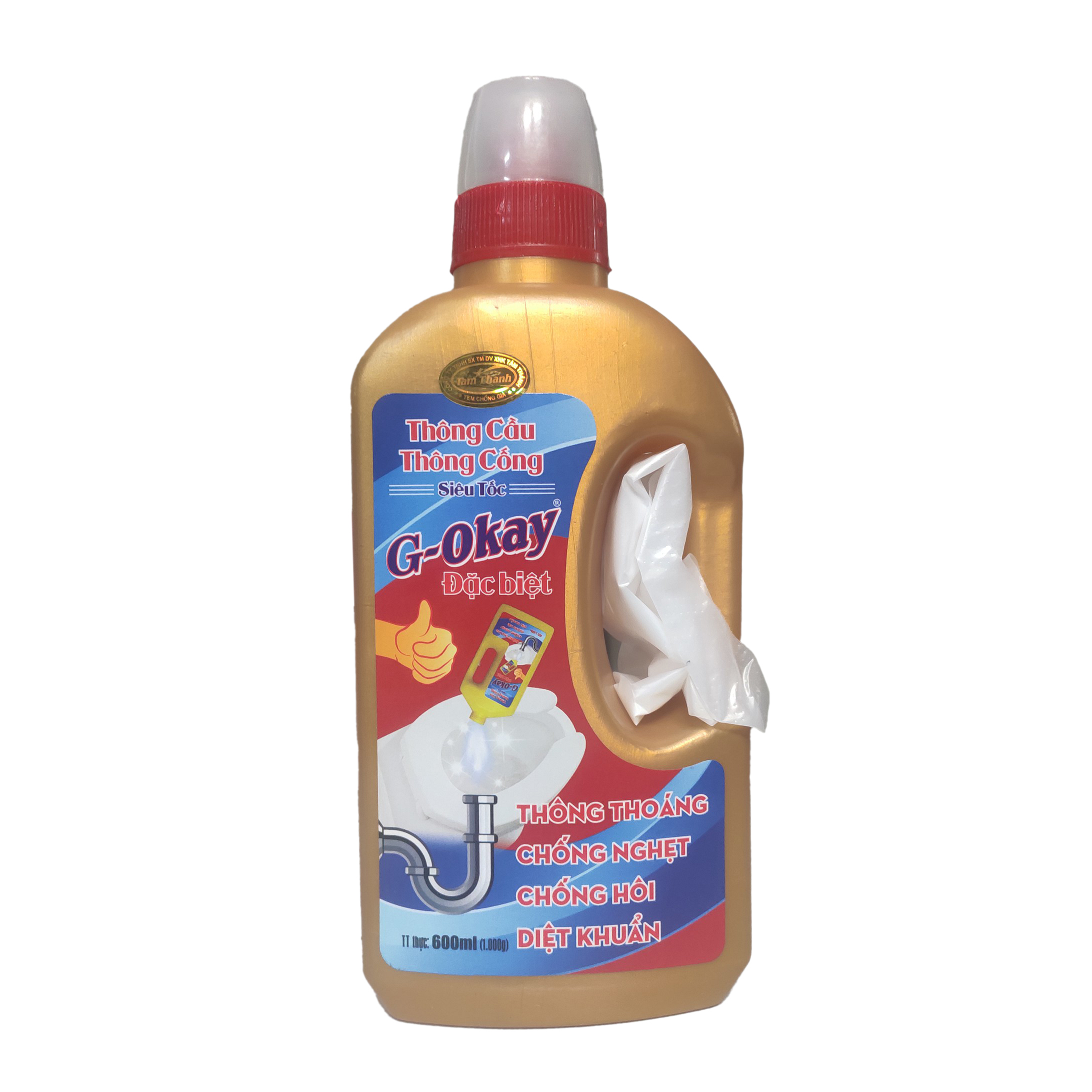 Hóa chất Thông cầu cống 2 in 1 G-Okay chai 1000gr , thông tắc nghẹt Toilet, đường ống nước, Lavabo siêu tốc