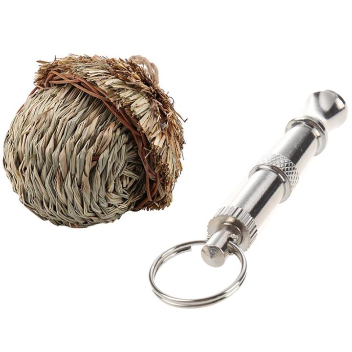 High frequency dog training whistle with Bird Nest Handmade Woven Straw Bird Cage Parrot Nesting Hanging Breeding Cave