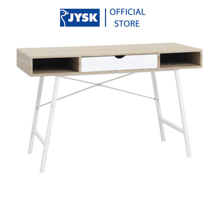 Bàn làm việc | JYSK Abbetved | gỗ công nghiệp màu sồi/trắng | D120xR48xC76cm