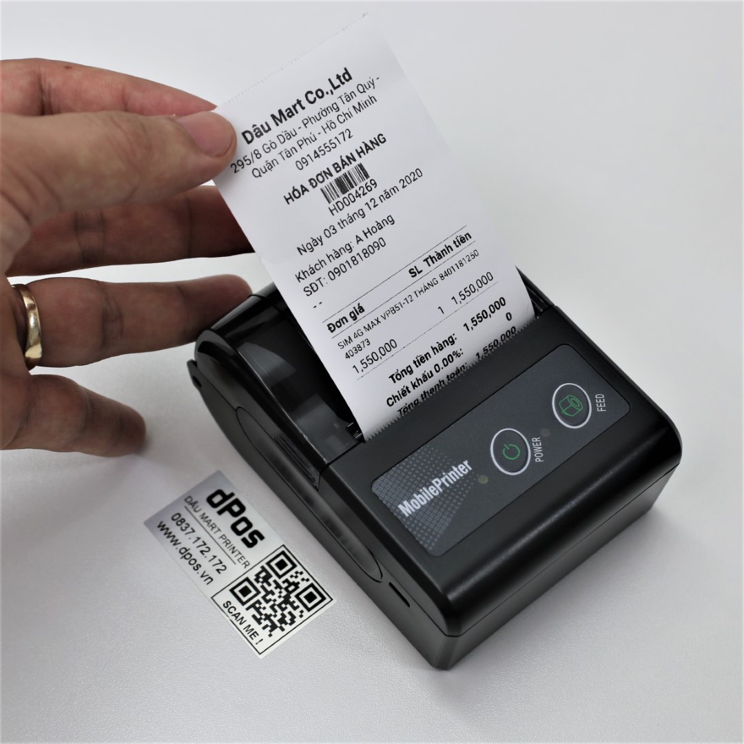 Giấy in hoá đơn k57x38 - giấy in nhiệt khổ k57 - 57mm dùng cho máy pos bluetooth